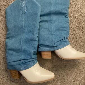 Denim cowboy boots